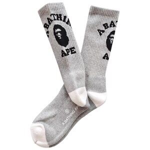 BAPE Arch Ape Head Crew Socks Gray White Black | A Bathing Ape